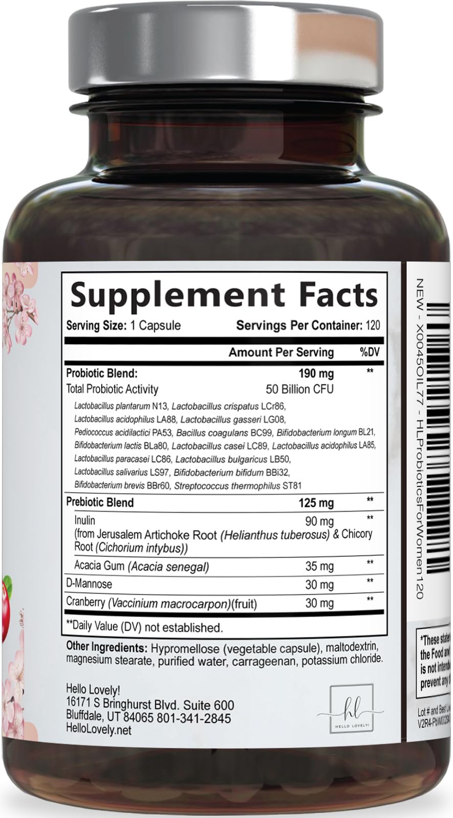Probiotics for Women with Prebiotics - Womens Probiotic for Digestive, Vaginal, Urinary & Immune Health Support, 90 Billion CFU & 16 Diverse Strains, Cranberry & D-Mannose, Non-GMO - 120 Count