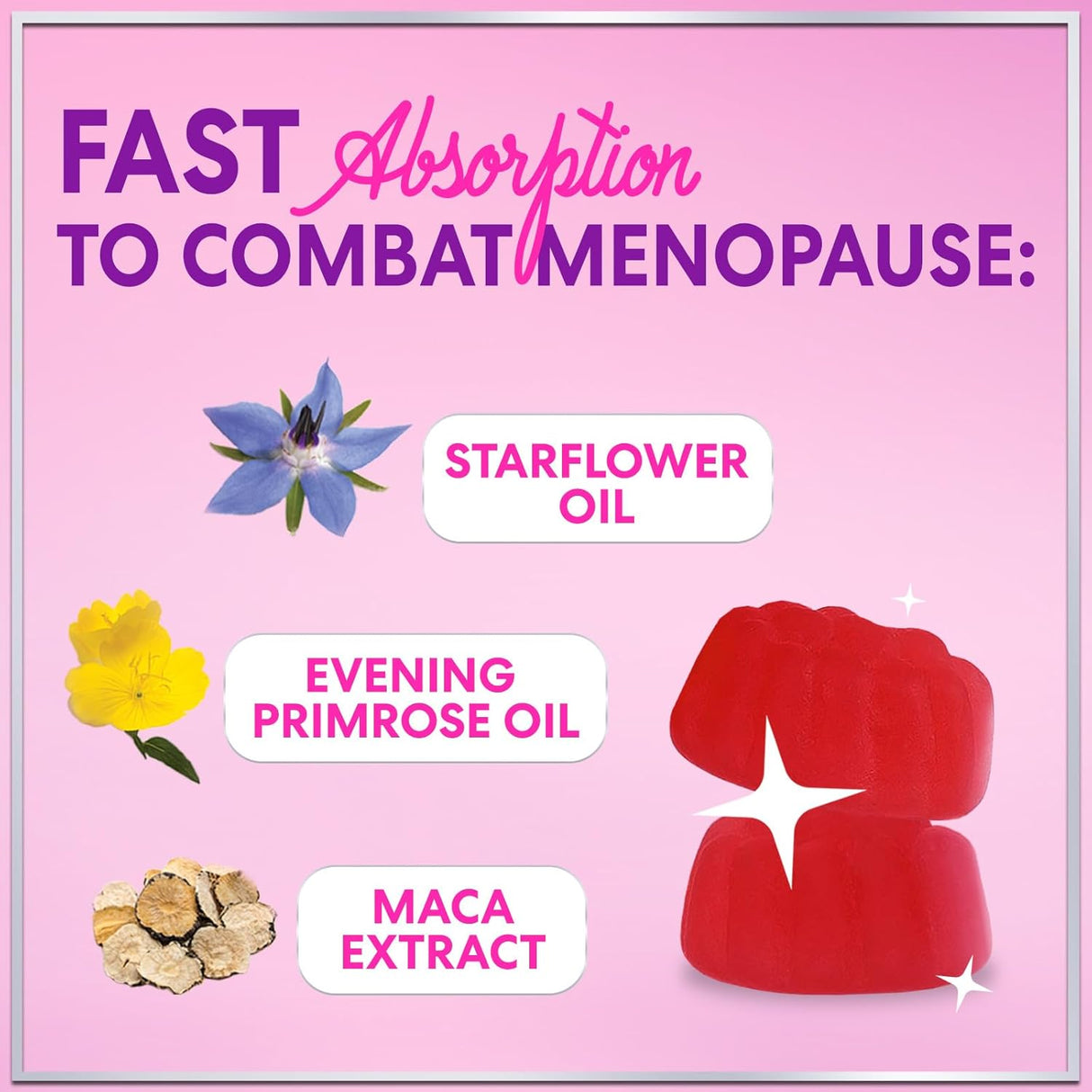 Menopause Supplements for Women - Menopause Relief Gummies, Natural Hot Flash and Night Sweats Support - Energy and Mood Support Supplement, Tasty Raspberry Pomegranate Flavored