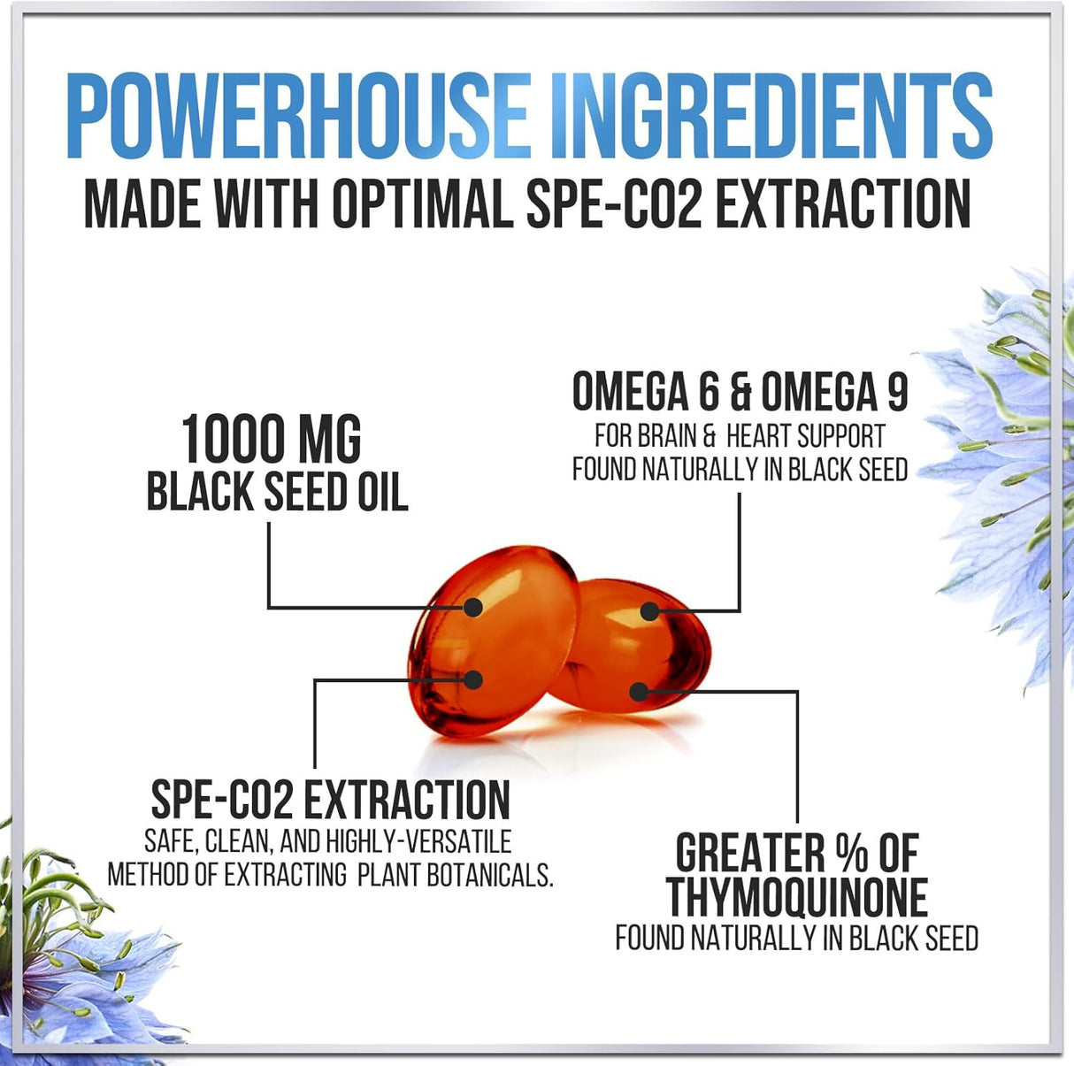 Premium Black Seed Oil Capsules - Extra Strength 1000mg - 100% Blackseed Oil for Immune Support & Skin Health (Non-GMO & Vegan) Pure Cold-Pressed Nigella Sativa Black Cumin Seed Oil - 120 Count