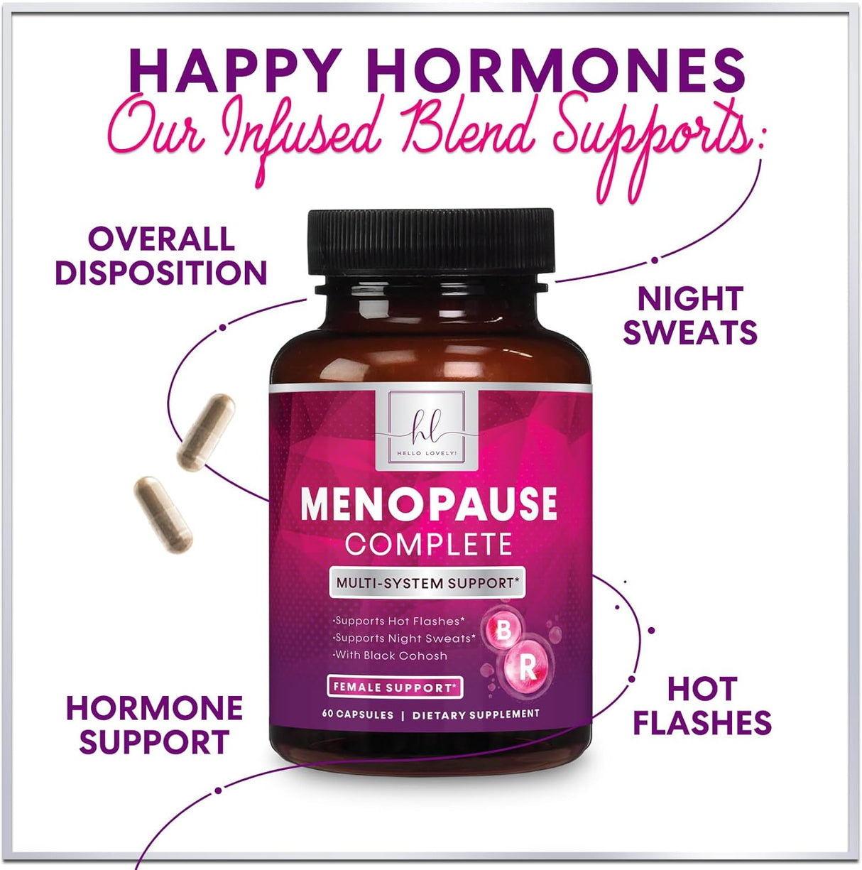 Menopause Supplements Extra Strength Hot Flash Support 1256 mg - Menopause Support for Women - Made in USA - Natural Black Cohosh, Dong Quai and Soy Isoflavones