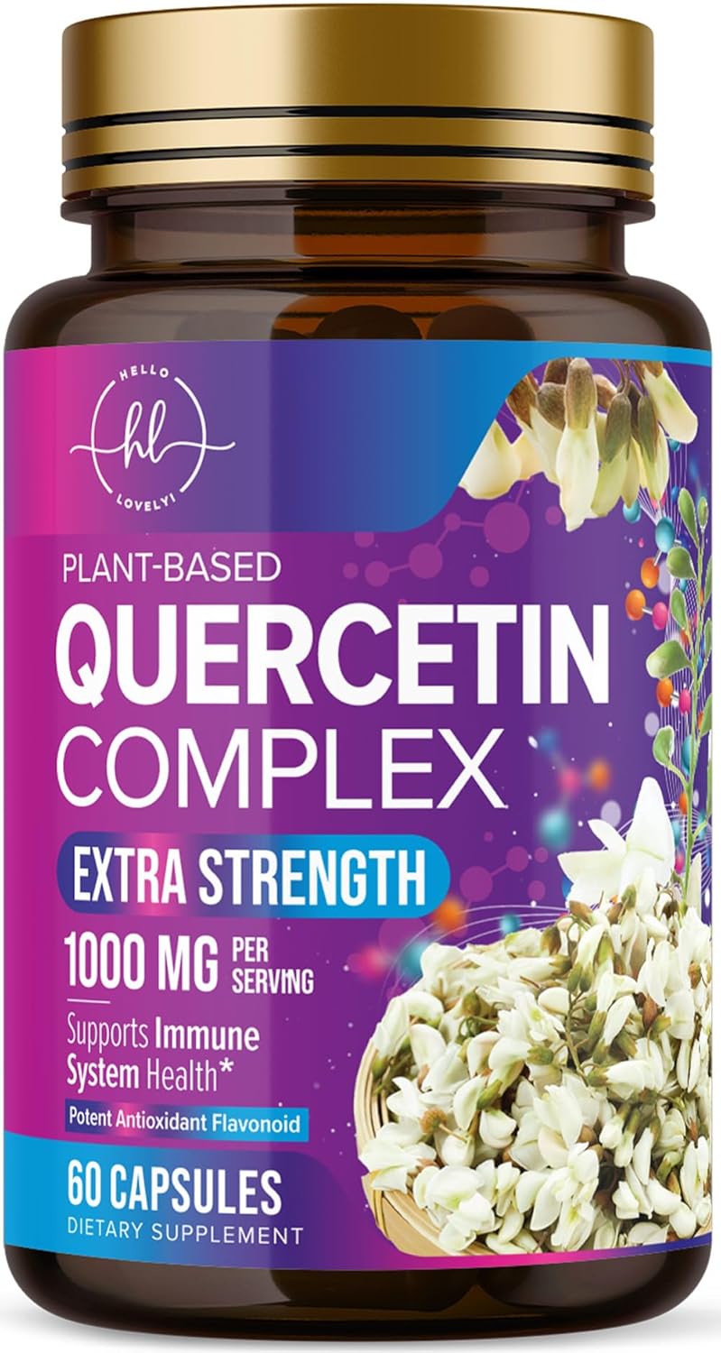 Quercetin Supplement - 500 mg Quercetin Capsules for Heart Health & Immune Support, Extra Strength Quercetin 1000mg Serving, Antioxidant & Respiratory Health, Gluten Free, Non-GMO - 60 Count