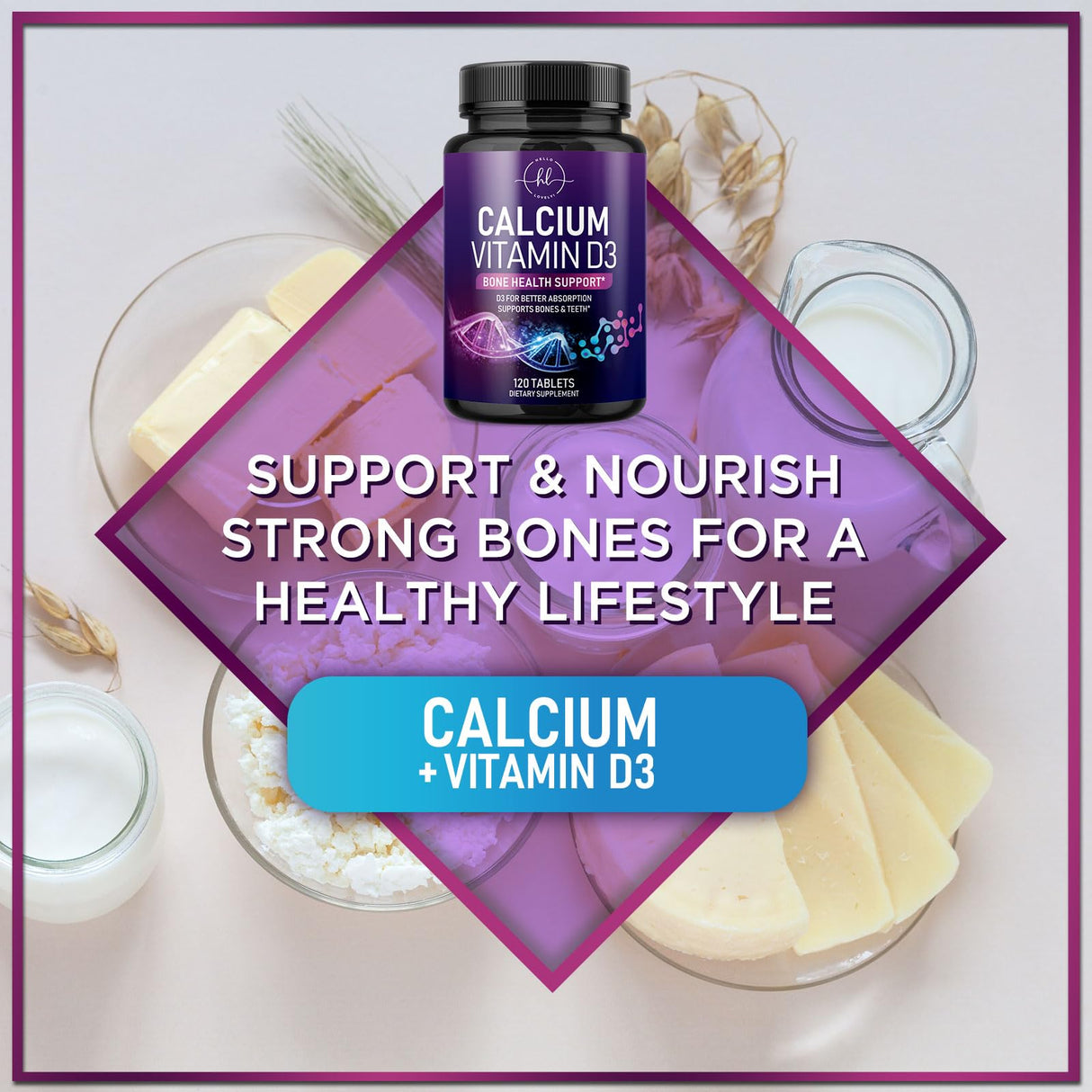 Calcium for Women 1200 mg + 1600 IU Vitamin D3 – 120 Tablets