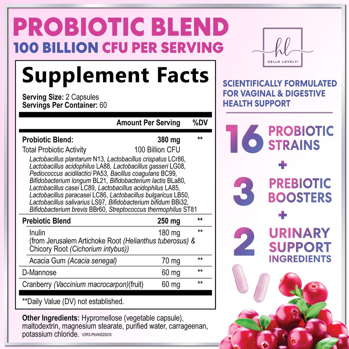 Women’s Probiotic, 50 Billion CFU + Cranberry – 120 Count