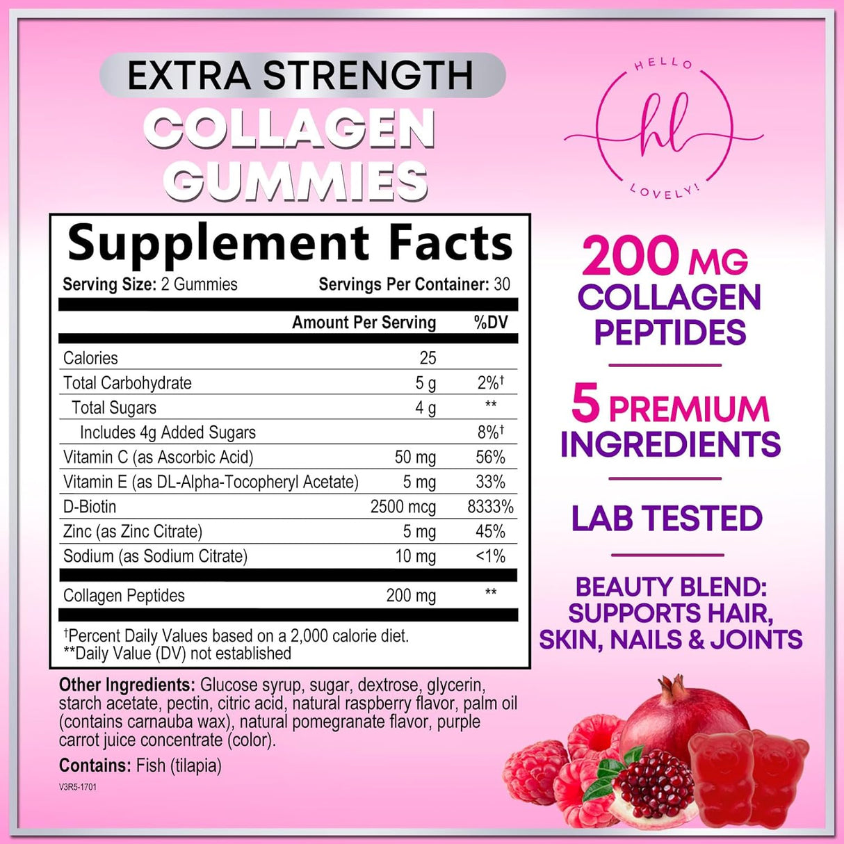 Collagen Gummies - Collagen Peptides Gummies with Biotin Supplement - Healthy Hair, Skin & Nails Support, Gummy Vitamins Hydrolyzed Collagen Vitamin for Women & Men Supplements, Non-GMO - 60 Count