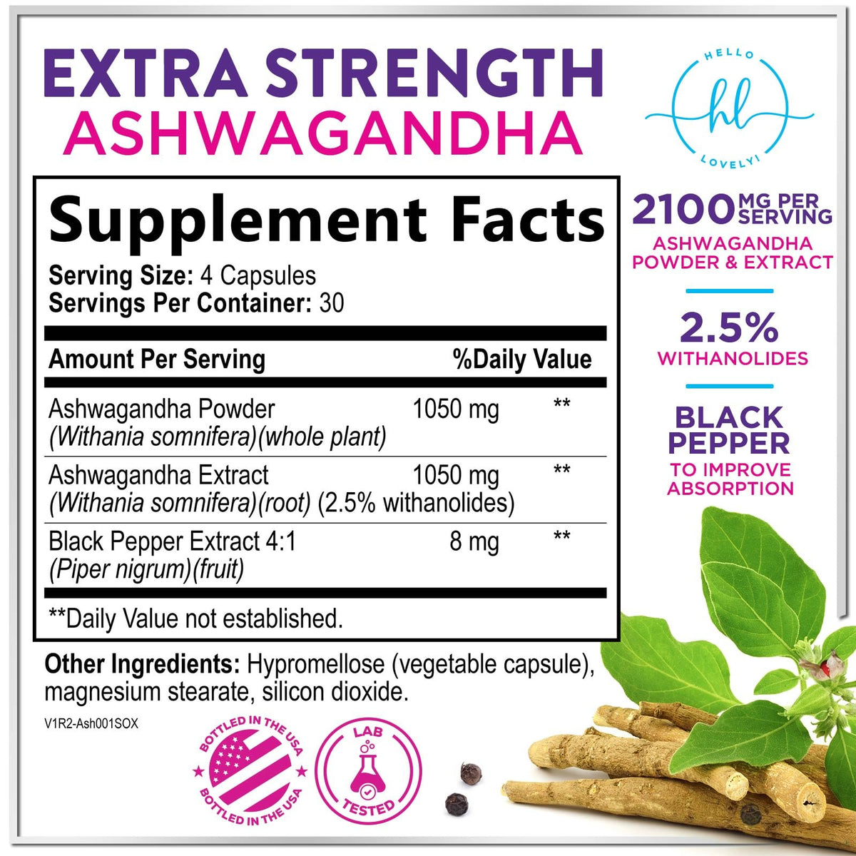 Ashwagandha with Black Pepper, 2,100 mg – 120 Count