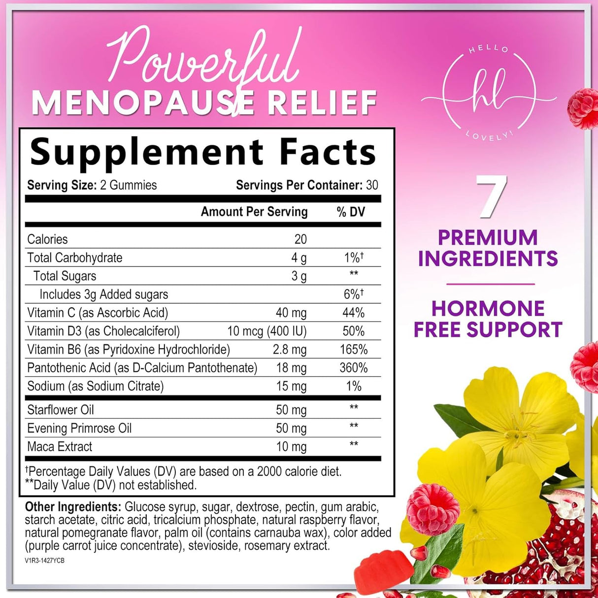 Menopause Supplements for Women - Menopause Relief Gummies, Natural Hot Flash and Night Sweats Support - Energy and Mood Support Supplement, Tasty Raspberry Pomegranate Flavored