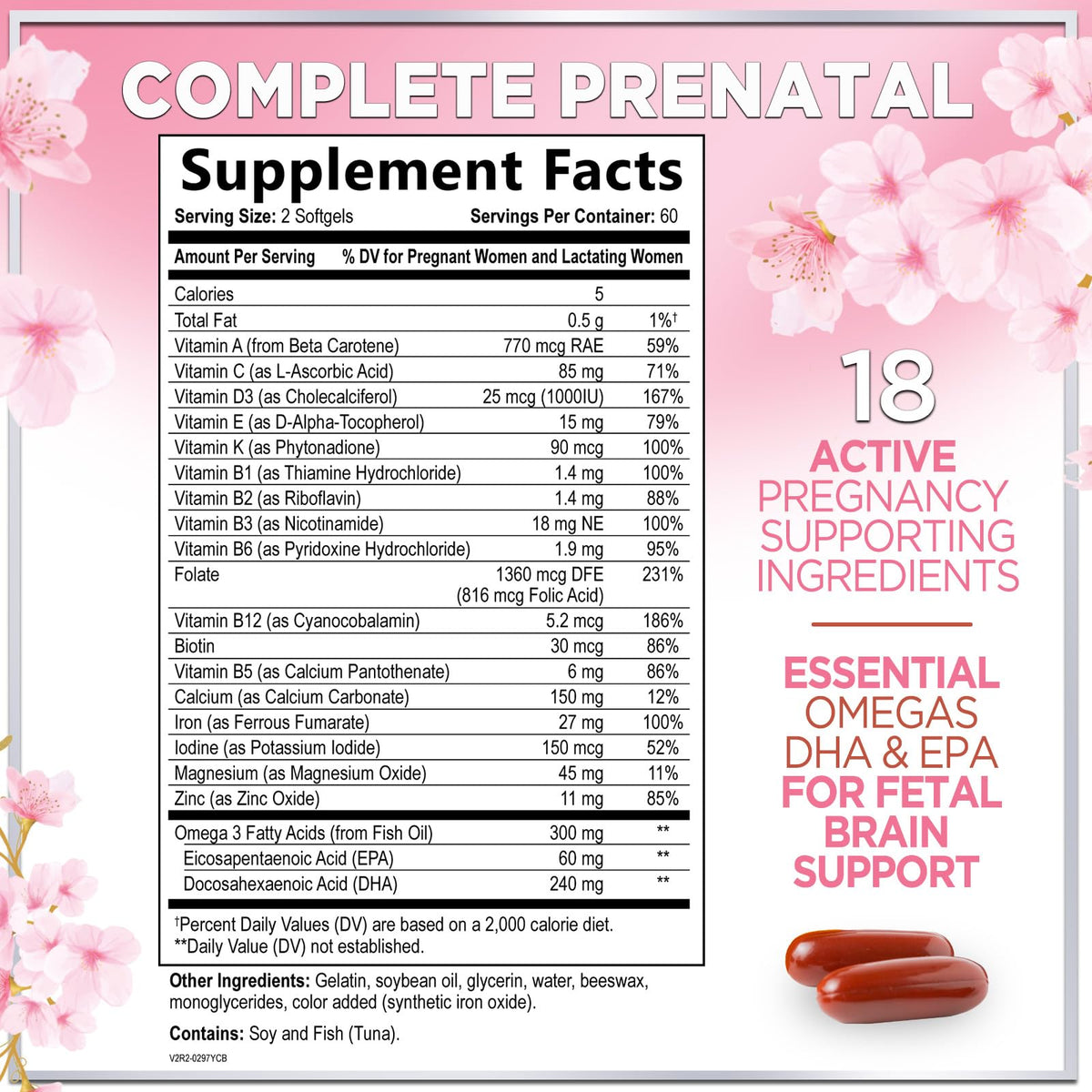 Prenatal Multivitamin with Folic Acid, DHA + Iron – 120 Count