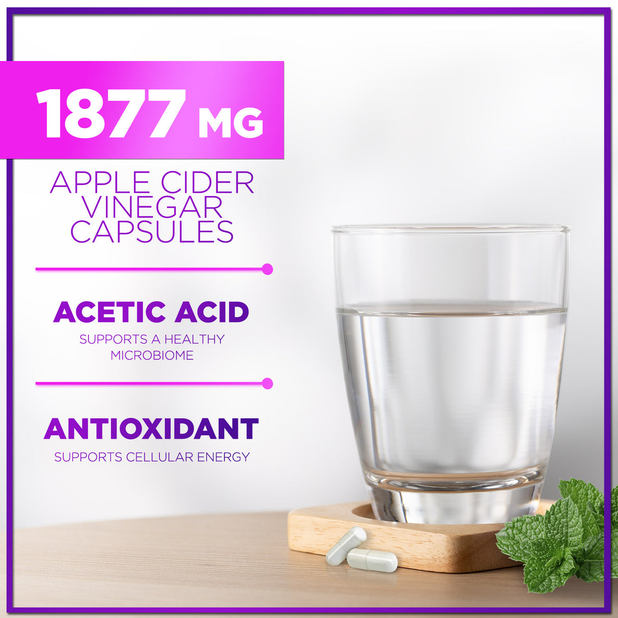 Apple Cider Vinegar Capsules - ACV Supplements with Vitamin D3 & Zinc for Detox & Cleanse, Gluten Free & Non-GMO, Vegetarian ACV Pills for Digestion, Energy & Immune Support - 120 Count