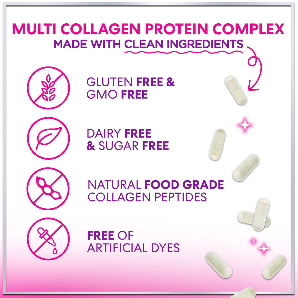 Multi Collagen Peptides - Extra Strength Collagen Supplement, Supports Healthy Skin, Hair, Nails & Joints, Hydrolyzed Collagen Complex Type I, II, III, V & X - Grass Fed, Non GMO - 60 Count