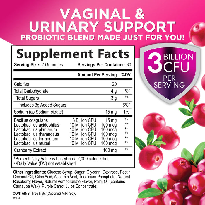 Womens Probiotic, Probiotics for Women 50 Billion CFU, Multi Strains to Support Immune, Digestive with Cranberry for Feminine Vaginal and Urinary Health, Shelf Stable, No Soy Gluten Dairy