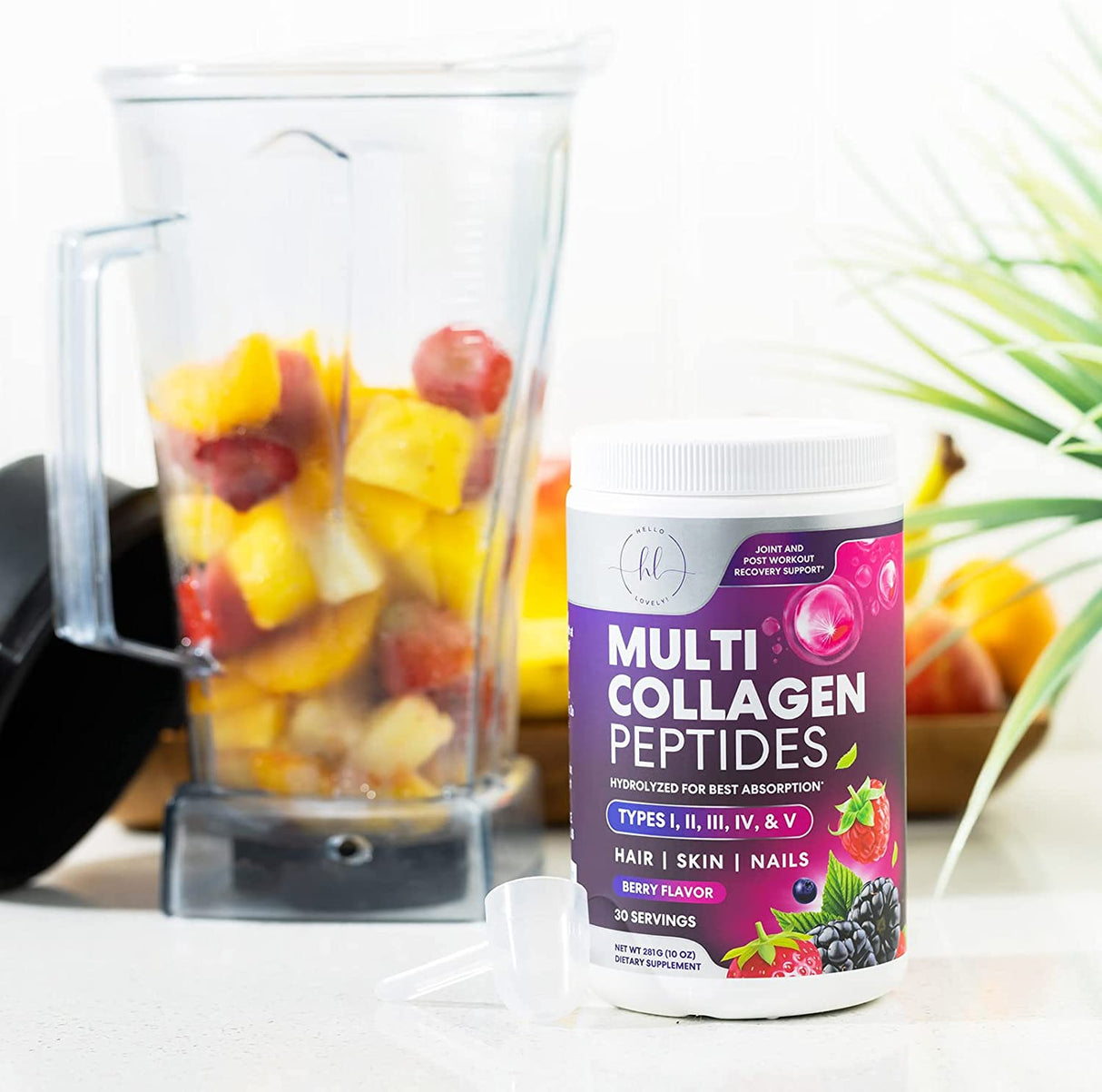 Hello Lovely! Collagen Peptides Powder for Women & Men, Hydrolyzed Multi Collagen Proteins, Hair, Skin, Nail & Joint Support, Grass-Fed, Keto, Non-GMO, Type I, III & More, Berry flavored - 30 Servings