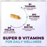 B Complex Vitamin Supplement 1000mcg - 3X Strength with Vitamin C & Folic Acid - Super B12 Complex Vitamins for Energy, Supports Hair Growth, Immune Support for Women & Men, USA Bottled, 120 Capsules