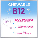 B 12 Vitamin Chewables 1000 mcg - B12 Complex with Heart & Nerve Energy Health Support - Vitamin B-12 Complex for Adults with Immune Health Support - Gluten & Dairy Free