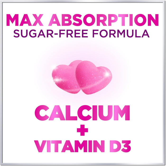 Premium Calcium Gummies - Sugar-Free + Vitamin D3, Bone Health & Immune Support, Supports Teeth & Bone Strength - Chewable Calcium Gummy Nutrition Supplement, Non-GMO, Berry Flavor Chews