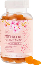 Prenatal Vitamins for Women with DHA & Folic Acid - Best Prenatal Multivitamin Gummies for Women, Brain Development Support, Folate, Vitamin C, D3 & B12, Pre Natal Pregnancy Supplement - 120 Gummies