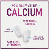 Calcium for Women 1200 mg + 1600 IU Vitamin D3 â€“ 120 Tablets