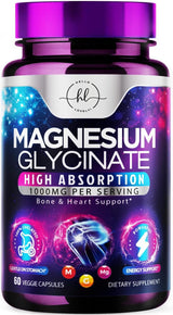 Magnesium Supplement for Women & Men - 140mg Total Magnesium from 1000mg Magnesium Glycinate to Support Muscle, Nerve, Bone & Heart Health - Natural, Vegan, High Absorption & Chelated