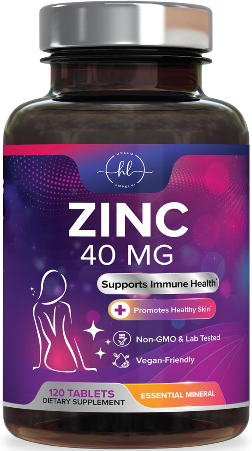 Zinc Supplements for Women and Men - 40mg Supplement for Immune Support, Skin Health Support, & Antioxidant Supplement for Adults, High Potency Zinc Gluconate 40 mg, Non-GMO