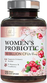 Probiotics for Women with Prebiotics - Womens Probiotic for Digestive, Vaginal, Urinary & Immune Health Support, 90 Billion CFU & 16 Diverse Strains, Cranberry & D-Mannose, Non-GMO