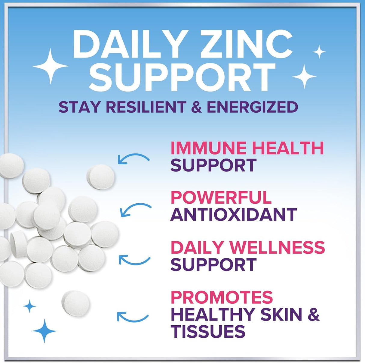 Zinc Supplements for Women and Men - 40mg Supplement for Immune Support, Skin Health Support, & Antioxidant Supplement for Adults, High Potency Zinc Gluconate 40 mg, Non-GMO