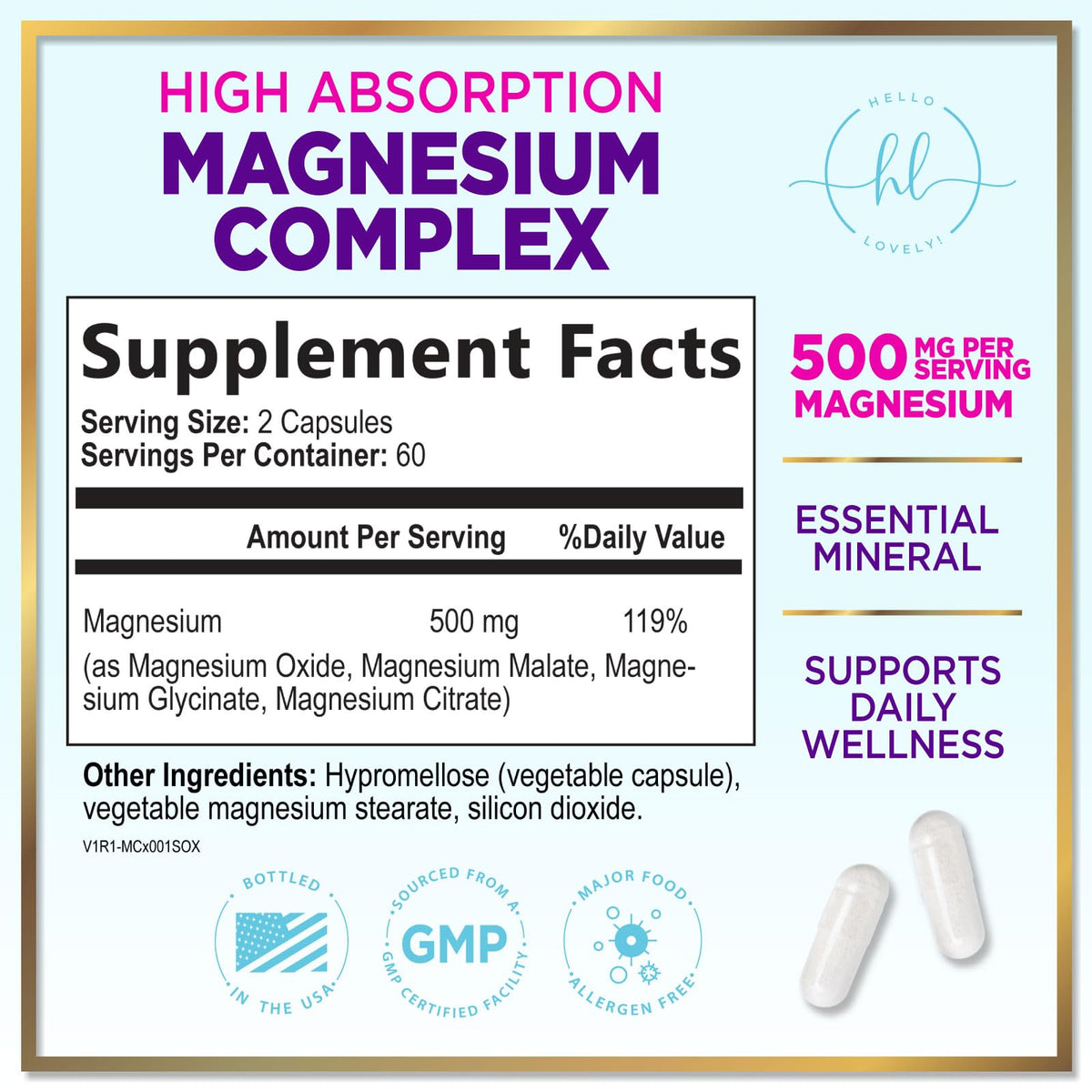 Magnesium Complex, 500 mg – 120 Capsules