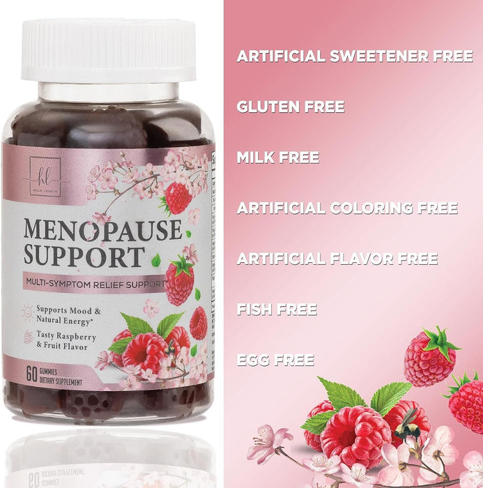 Complete Menopause Supplements for Women Gummy - Multibenefit Menopause Relief Gummies, Natural Hot Flash and Night Sweats Support - Energy Support Supplement, Raspberry Pomegranate