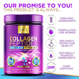 Hydrolyzed Collagen Peptides Powder 20g With Hyaluronic Acid & Biotin - Unflavored Grass Fed Collagen Powder with Type I & III Collagen Supplements - Hair, Nail, Skin & Joint Support