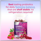Womens Probiotic CFU Guaranteed with Cranberry, Vegan Strains, Probiotics for Women Supports Digestive, Immune, & Vaginal Health, Lovely Shelf Stable Gummy Supplement, No Soy Gluten - 120 Count