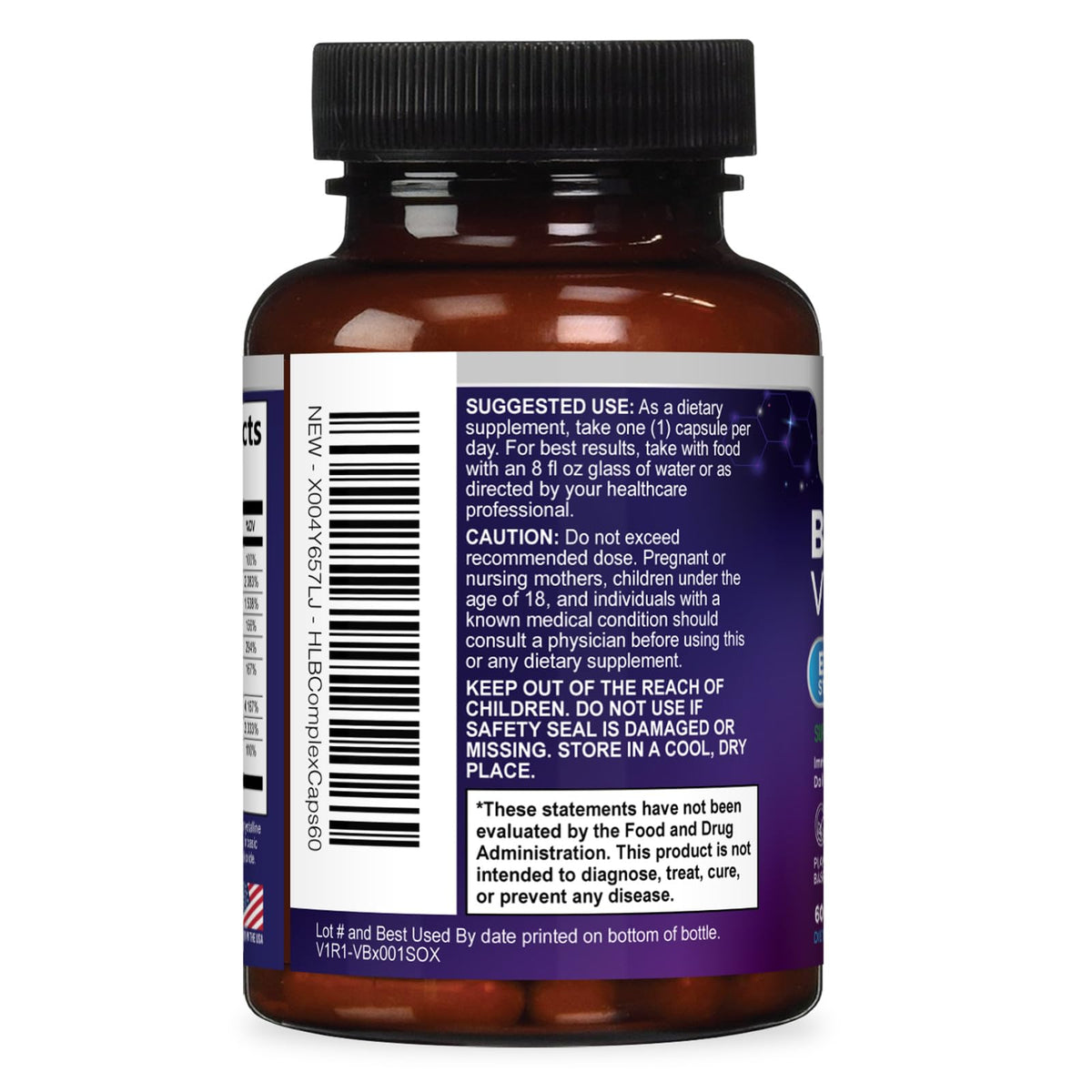 B-Complex with Vitamin C + Folic Acid – 60 Capsules