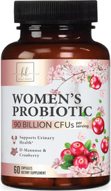 Probiotics for Women Supplement with Cranberry - 16 Premium Strains for PH Balance, Digestive Health, Vaginal & Immune Support, 90 Billion CFU, Women's Probiotic, UT, & Feminine Health - 60 Capsules