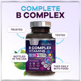 B-Complex with Vitamin C + Folic Acid – 120 Capsules