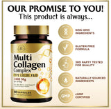Collagen Peptides for Women & Men - Type I, II, III, V, X Multi Collagen, Hydrolyzed Collagen Supplement Supports Hair, Nail, Skin, Bone and Joint Health with Vital Nutrients & Proteins - 60 Count