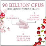 Probiotics for Women with Prebiotics - Womens Probiotic for Digestive, Vaginal, Urinary & Immune Health Support, 90 Billion CFU & 16 Diverse Strains, Cranberry & D-Mannose, Non-GMO