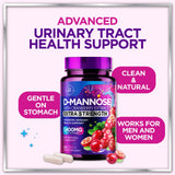 D-Mannose 1300mg with Cranberry - Urinary Tract Support - 60 Capsules