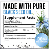 Black Seed Oil Softgels 1000mg - Premium Nigella Sativa Blackseed, Pure Natural Black Cumin Seed Oil & Antioxidant for Skin & Immune Support - Non GMO, Bottled in USA Supplement - 120 Softgels
