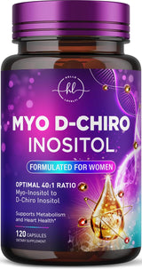 Myo-Inositol & D-Chiro Inositol Supplement 2000mg - Myoinositol with Ideal 40:1 Ratio - Fertility Supplements for Women for Ovarian Health & Hormone Balance Support, Bottled in the USA - 120 Capsules