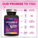 E Vitamin for Women and Men - 180 mg (400 IU) dl-Alpha - Powerful Antioxidant Dietary Supplement - Hair, Skin, & Immune Health Support - Easily Absorbed Form, Non-GMO & Gluten Free