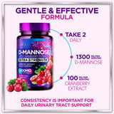 D-Mannose 1300mg with Cranberry - Urinary Tract Support - 120 Capsules