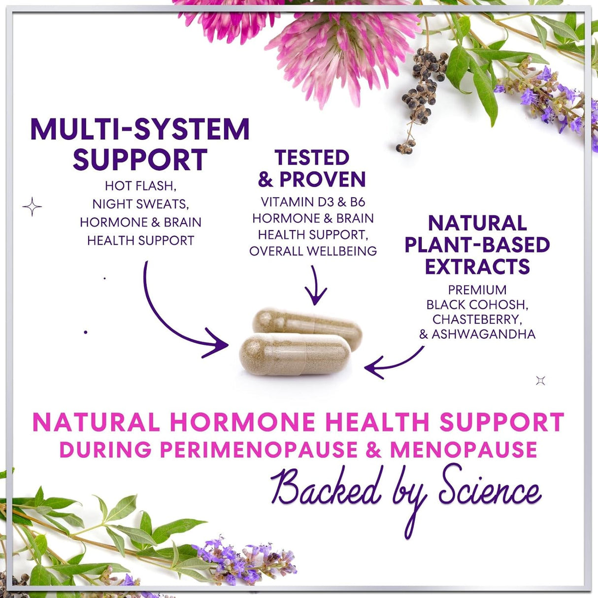 Menopause Supplements Extra Strength Hot Flash Support 1256 mg - Menopause Support for Women - Made in USA - Natural Black Cohosh, Dong Quai and Soy Isoflavones