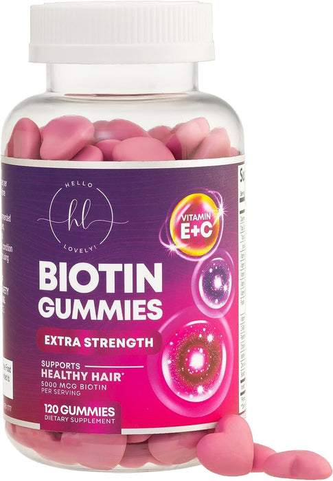 Hair Growth Vitamins Biotin 5000 mcg Supports Women's Thicker Hair, Premium Vegetarian, Non-GMO, Stronger Beautiful Skin & Nails, Lovely Hair Vitamin Supplement