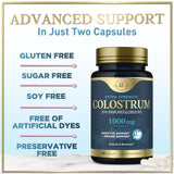 Colostrum 1000mg 20% IgG Immunoglobulins - Gut Health, Digestion & Immune Support, Bovine Colostrum Powder for Women, Muscle, Skin & Hair Growth Support, Bottled in The USA, Gluten Free - 60 Capsules