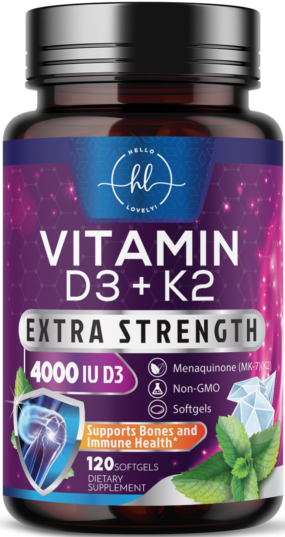 Vitamin D3 5,000 IU + K2 100 mcg – 120 Count