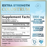 Colostrum for Women 1000mg 20% Immunoglobulins - Gut Health, Immune Support, Muscle, Skin & Hair Growth, Bottled in USA, Bovine Colostrum Powder, Colostrum Supplement for Women & Men - 60 Count
