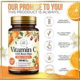 Vitamin C Supplement 1000mg - Extra Strength with Rose Hips Bioflavonoids - Sugar Free Vitamin C Chewable Pills, Nature's Vit C for Immune Support & Antioxidant Protection - 120 Chewable Tablets