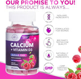 Premium Calcium Gummies - Sugar-Free + Vitamin D3, Bone Health & Immune Support, Supports Teeth & Bone Strength - Chewable Calcium Gummy Nutrition Supplement, Non-GMO, Berry Flavor Chews