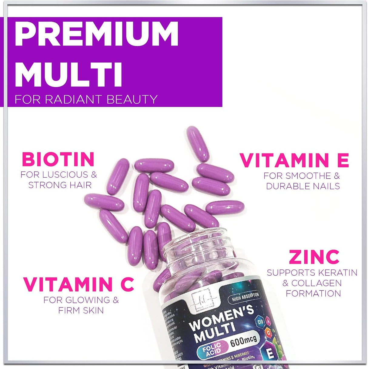 Womens Complete Multivitamin - Once Daily Women's Multi with Vitamin A, B6, B12, C, D, Biotin, Folate, Iron & Zinc, Energy & Immune Health Support, Gluten-Free Multivitamin for Women