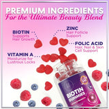 Hair Growth Vitamins Biotin 5000 mcg Supports Women's Thicker Hair, Premium Vegetarian, Non-GMO, Stronger Beautiful Skin & Nails, Lovely Hair Vitamin Supplement