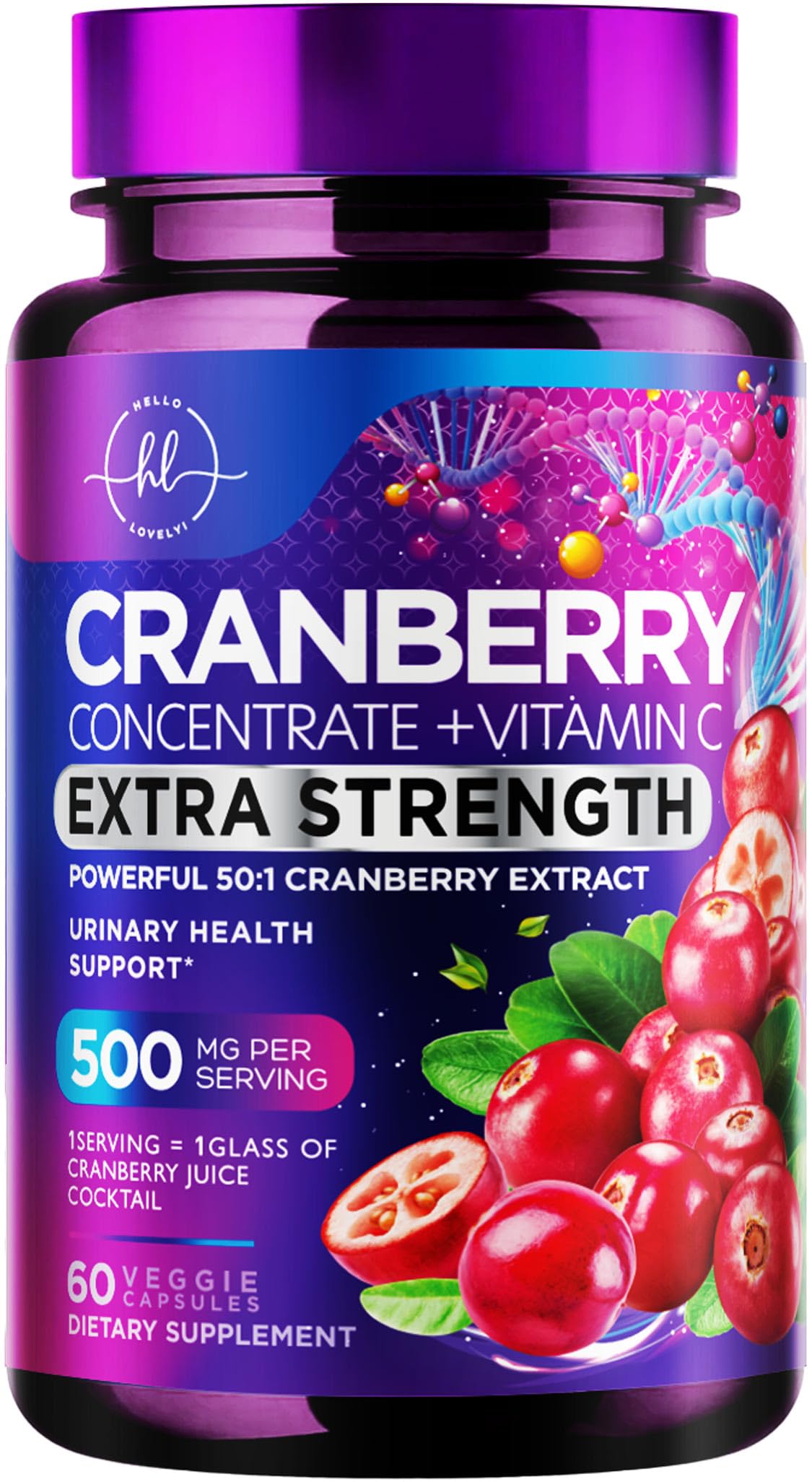 Cranberry Extract + Vitamin C, 25,000 mg Formula – 60 Count