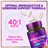 Myo-Inositol & D-Chiro Inositol Supplement 2000mg - Myoinositol with Ideal 40:1 Ratio - Fertility Supplements for Women for Ovarian Health & Hormone Balance Support, Bottled in the USA - 60 Capsules