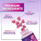 Hair Vitamins Gummy for Women with Biotin 5000 mcg, Sugar-Free Hair Growth Support with Vitamins E & C, Thicker, Stronger & Beautiful Hair, Skin & Nails, Hair Health Support Supplement - 120 Gummies
